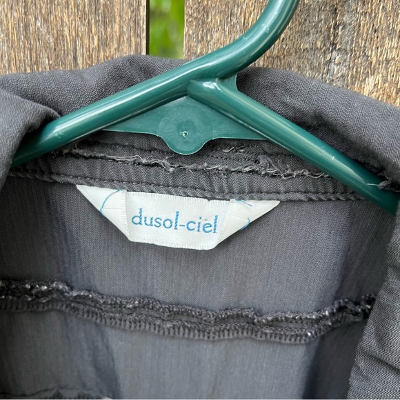 Dusol-ciel Charcoal Gray Zip Ruffle Edge Vest Sz 11/M - Picture 3 of 13